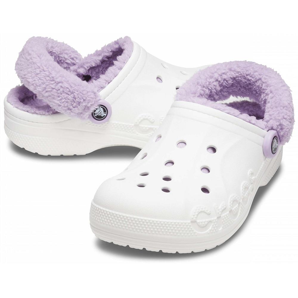 Sabots Crocs Baya Doublée Fuzz-Brides Homme Blanche | France 0715DFMN